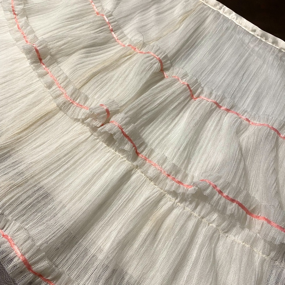 BEBE Flirty White and Pink Mini Skirt
